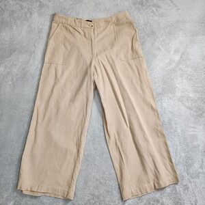 Jones Of New York Signature Women's Wide leg‎ Pants Size 10 Tan Linen Blend
